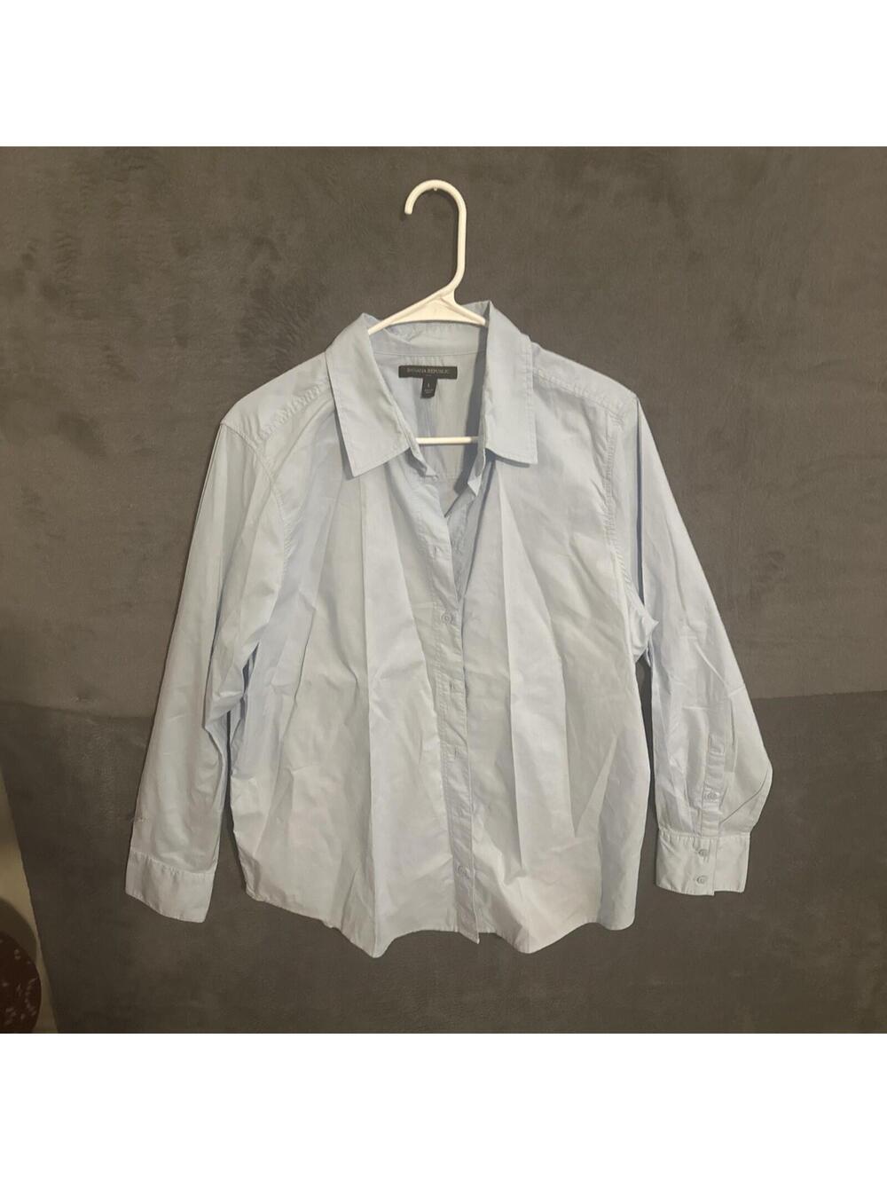 Banana Republic Button Down Shirt Womens Large Light Blue Long Sleeve Oxford